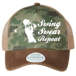 Funny Golf Swing Swear Repeat Male Golfer Version Legacy Tie Dye Trucker Hat