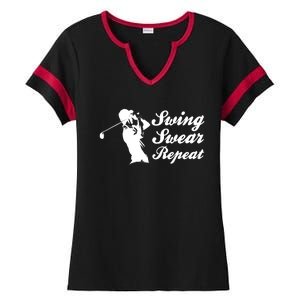 Funny Golf Swing Swear Repeat Male Golfer Version Ladies Halftime Notch Neck Tee