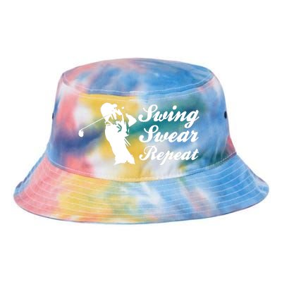 Funny Golf Swing Swear Repeat Male Golfer Version Tie Dye Newport Bucket Hat