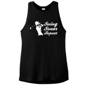 Funny Golf Swing Swear Repeat Male Golfer Version Ladies PosiCharge Tri-Blend Wicking Tank