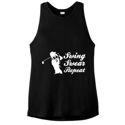Funny Golf Swing Swear Repeat Male Golfer Version Ladies PosiCharge Tri-Blend Wicking Tank