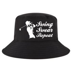 Funny Golf Swing Swear Repeat Male Golfer Version Cool Comfort Performance Bucket Hat