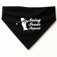 Funny Golf Swing Swear Repeat Male Golfer Version USA-Made Doggie Bandana