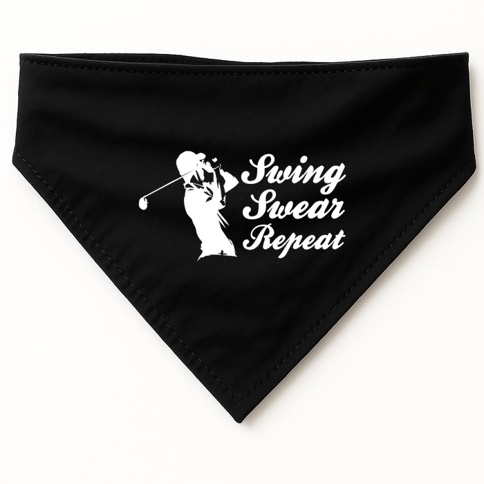 Funny Golf Swing Swear Repeat Male Golfer Version USA-Made Doggie Bandana