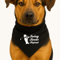 Funny Golf Swing Swear Repeat Male Golfer Version USA-Made Doggie Bandana