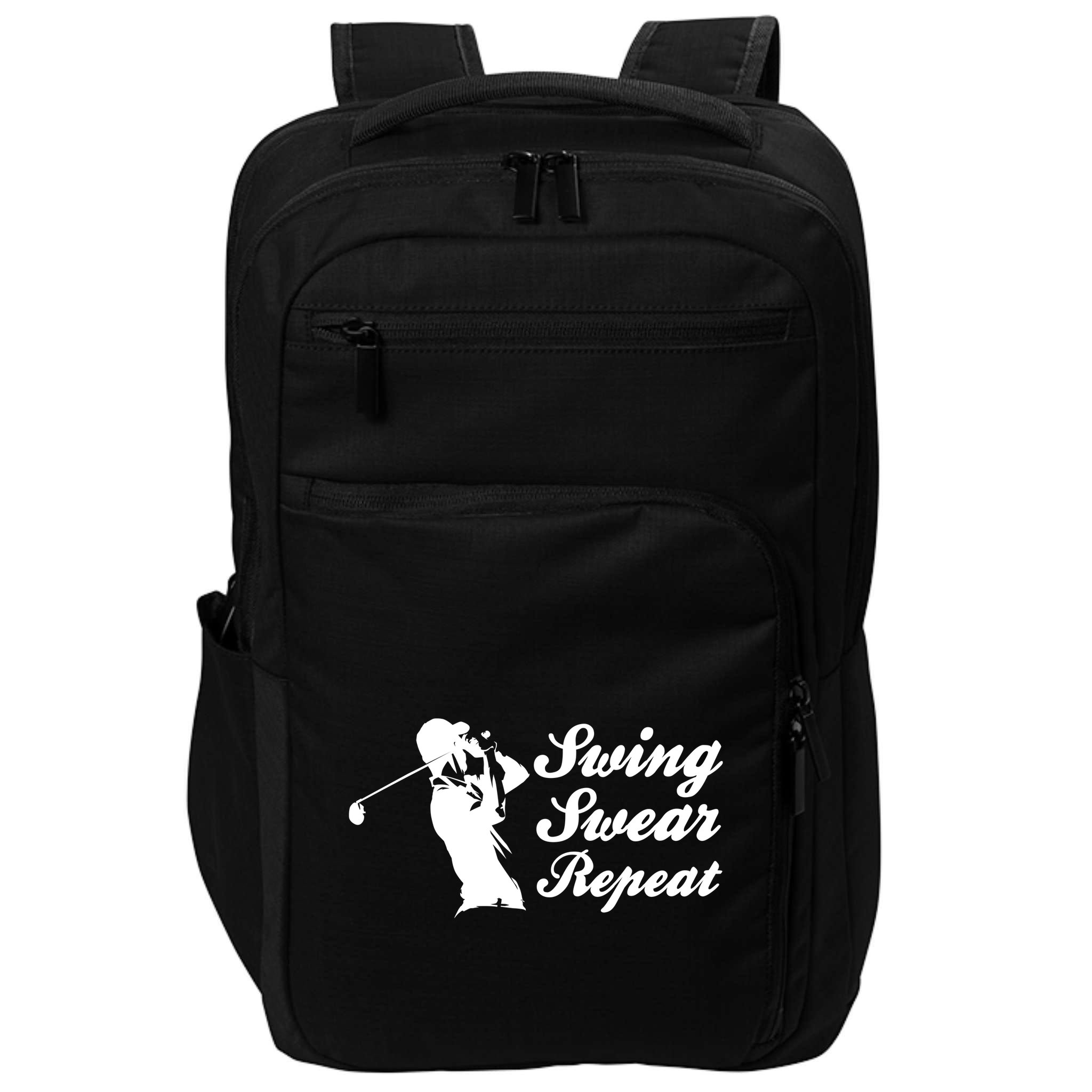 Funny Golf Swing Swear Repeat Male Golfer Version Impact Tech Backpack