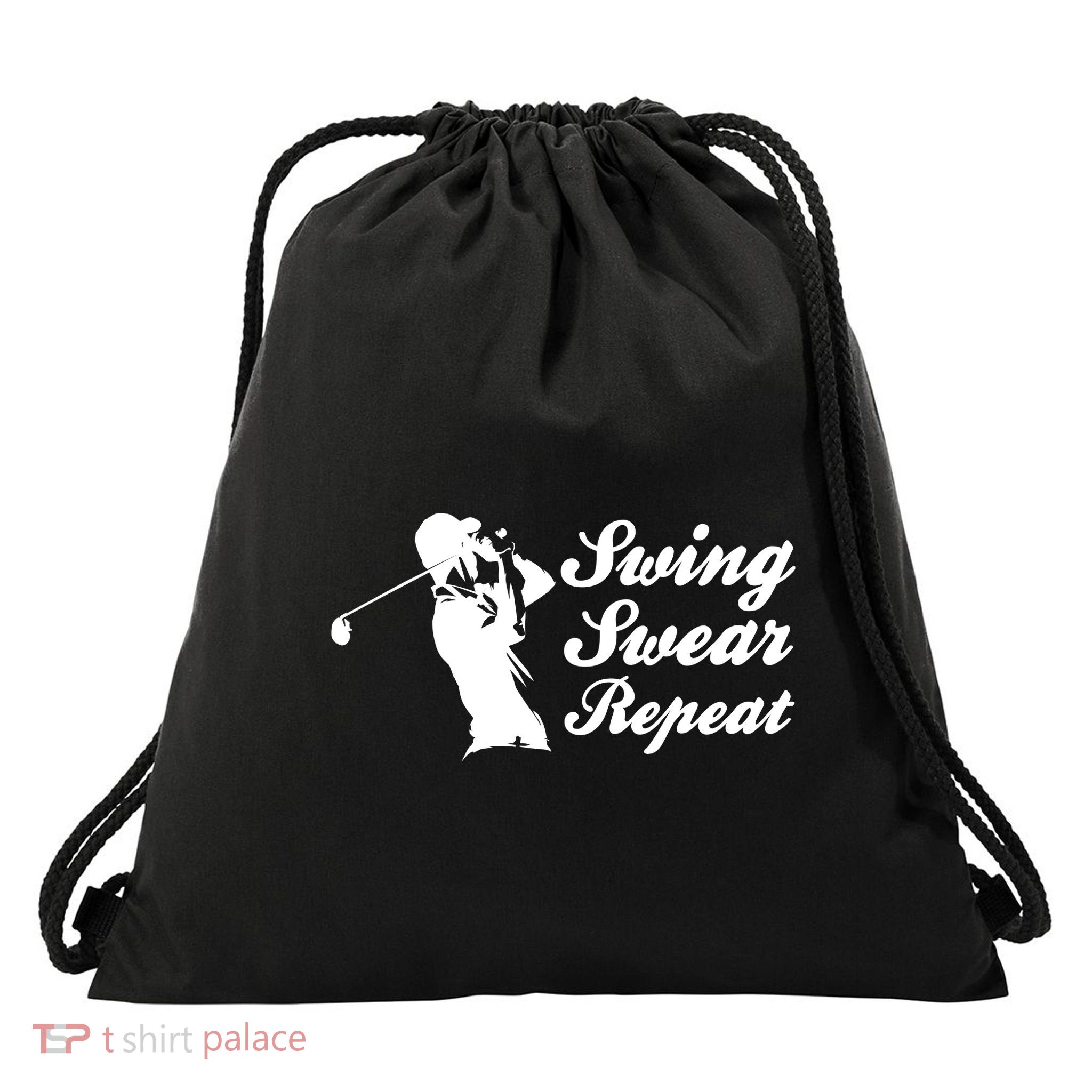 Funny Golf Swing Swear Repeat Male Golfer Version Drawstring Bag