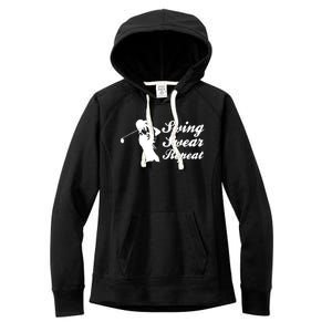 Funny Golf Swing Swear Repeat Male Golfer Version Women's Fleece Hoodie