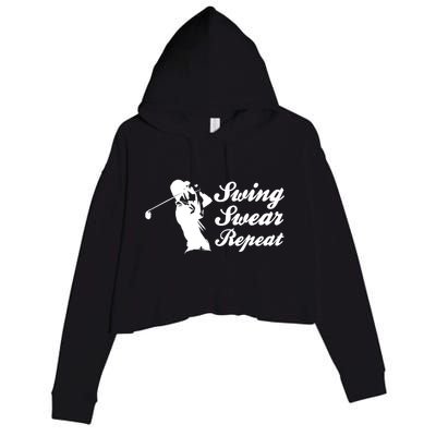 Funny Golf Swing Swear Repeat Male Golfer Version Crop Fleece Hoodie
