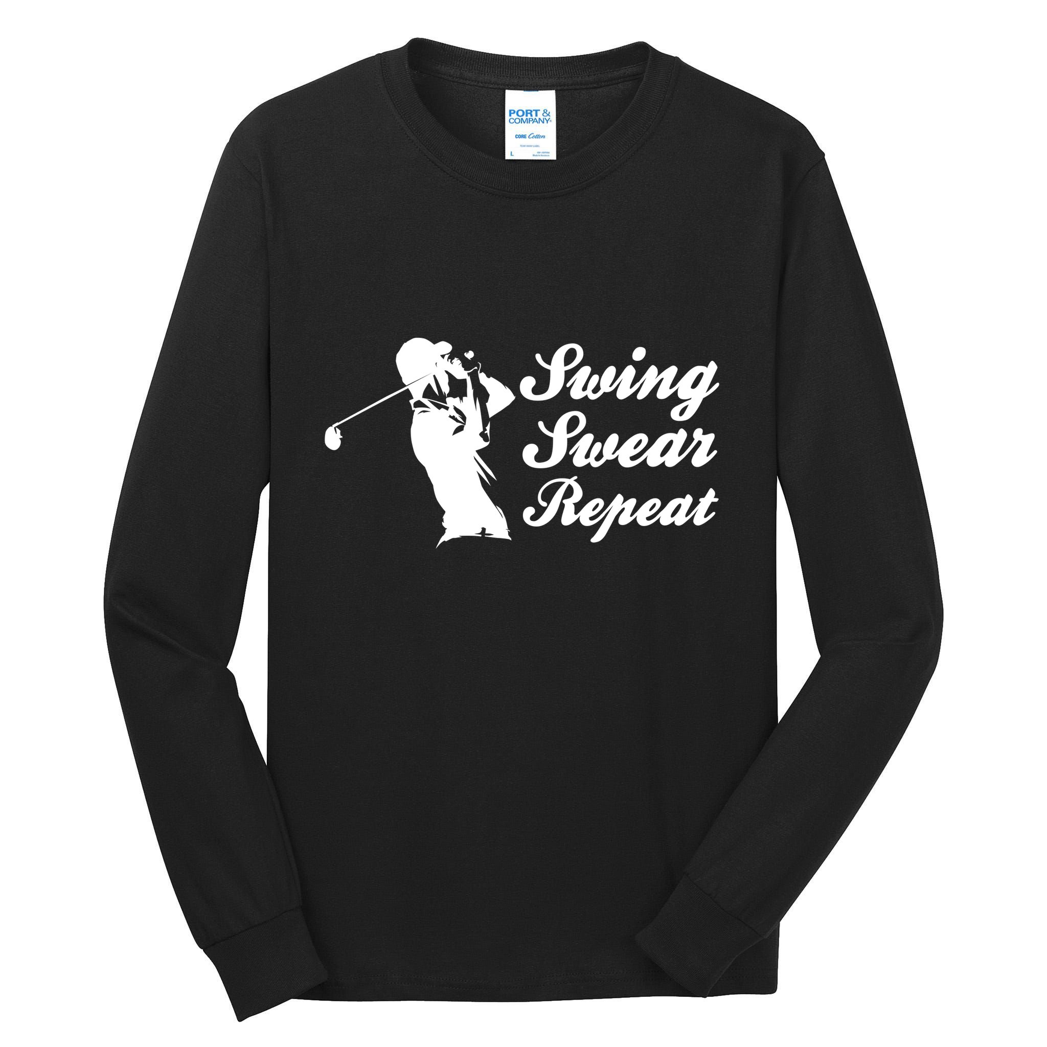Funny Golf Swing Swear Repeat Male Golfer Version Tall Long Sleeve T-Shirt