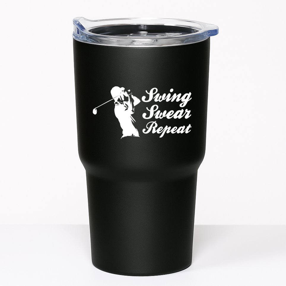 Funny Golf Swing Swear Repeat Male Golfer Version Tumbler