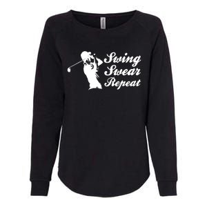 Funny Golf Swing Swear Repeat Male Golfer Version Womens California Wash Sweatshirt