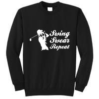 Funny Golf Swing Swear Repeat Male Golfer Version Tall Sweatshirt