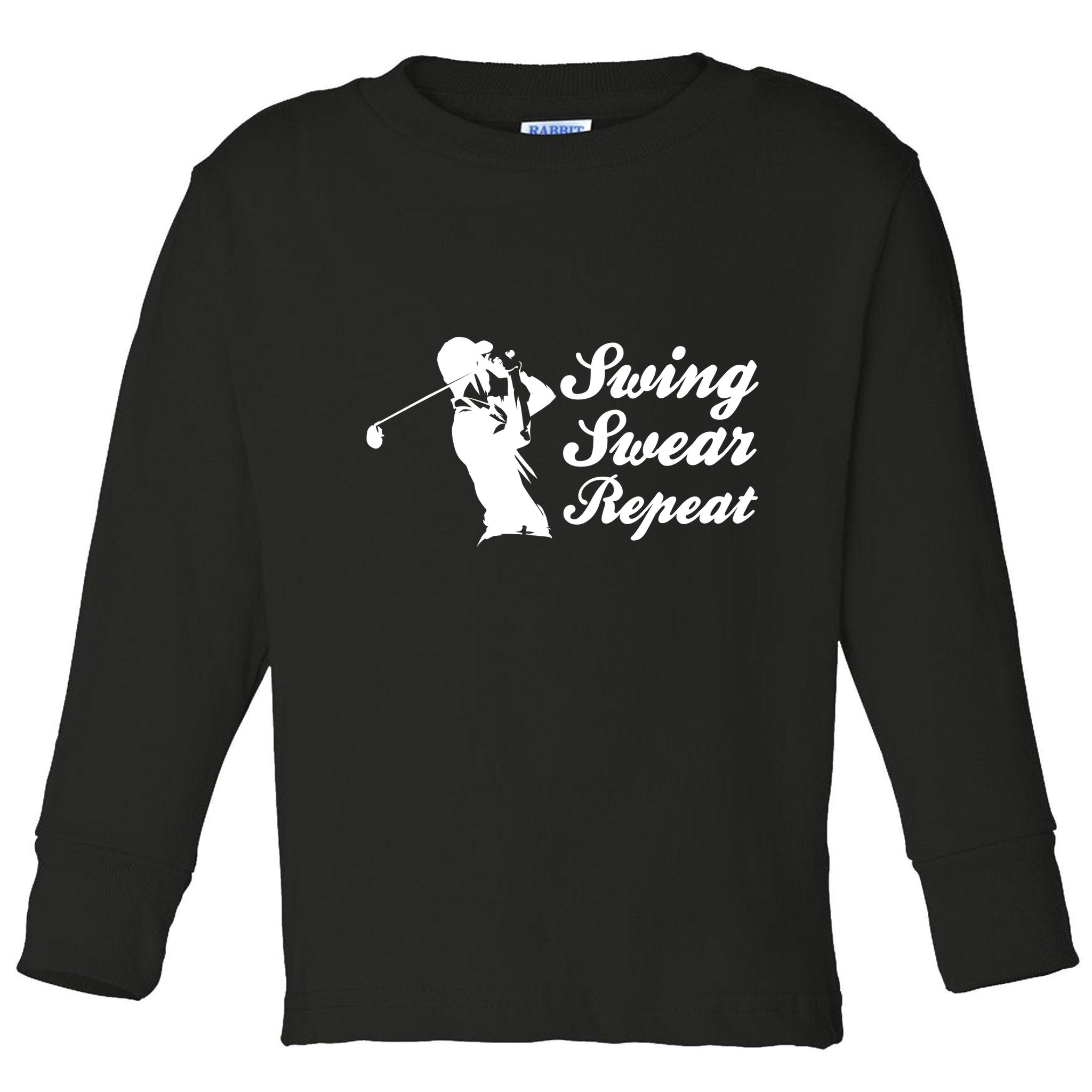 Funny Golf Swing Swear Repeat Male Golfer Version Toddler Long Sleeve Shirt