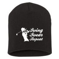 Funny Golf Swing Swear Repeat Male Golfer Version Short Acrylic Beanie