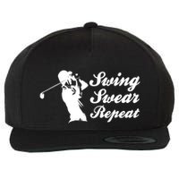 Funny Golf Swing Swear Repeat Male Golfer Version Wool Snapback Cap