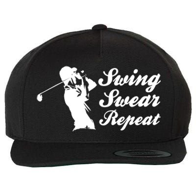 Funny Golf Swing Swear Repeat Male Golfer Version Wool Snapback Cap