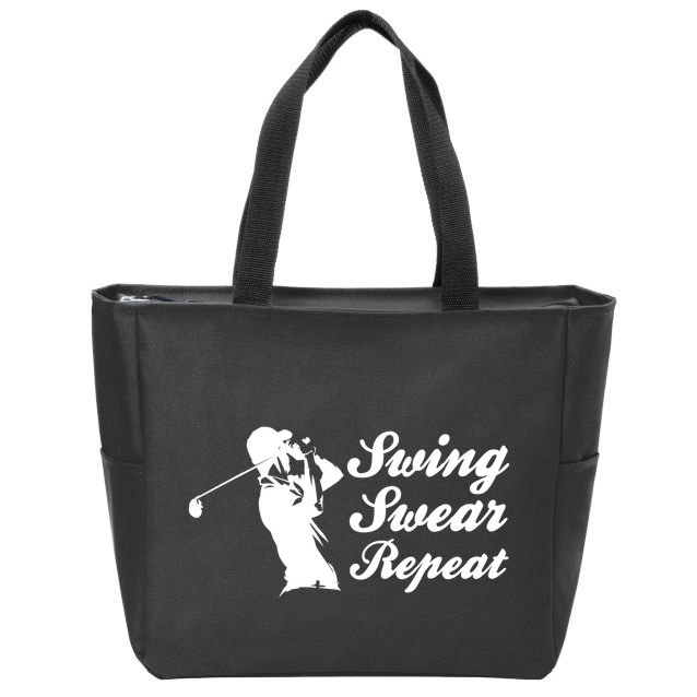Funny Golf Swing Swear Repeat Male Golfer Version Zip Tote Bag
