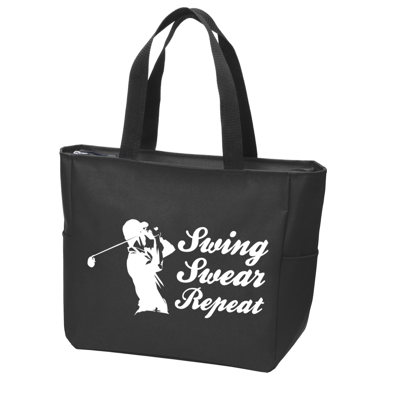 Funny Golf Swing Swear Repeat Male Golfer Version Zip Tote Bag