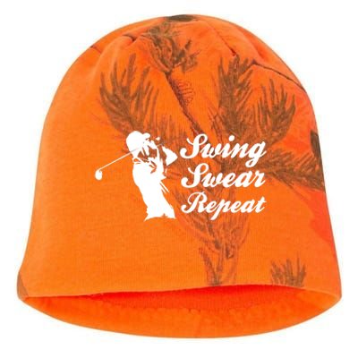 Funny Golf Swing Swear Repeat Male Golfer Version Kati - Camo Knit Beanie