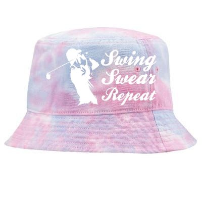 Funny Golf Swing Swear Repeat Male Golfer Version Tie-Dyed Bucket Hat