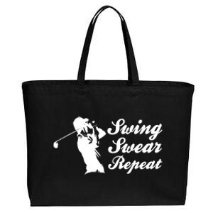 Funny Golf Swing Swear Repeat Male Golfer Version Cotton Canvas Jumbo Tote