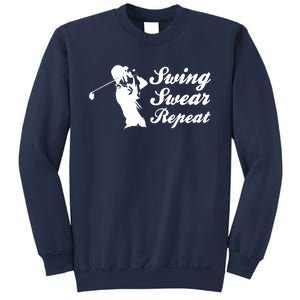 Funny Golf Swing Swear Repeat Male Golfer Version Sweatshirt