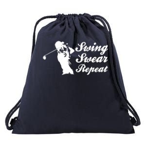 Funny Golf Swing Swear Repeat Male Golfer Version Drawstring Bag