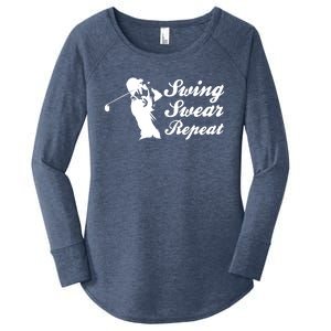 Funny Golf Swing Swear Repeat Male Golfer Version Women's Perfect Tri Tunic Long Sleeve Shirt