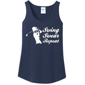 Funny Golf Swing Swear Repeat Male Golfer Version Ladies Essential Tank