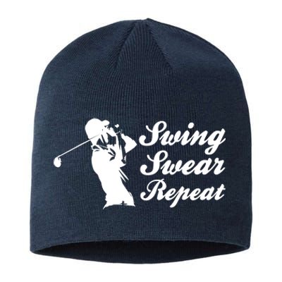 Funny Golf Swing Swear Repeat Male Golfer Version Sustainable Beanie