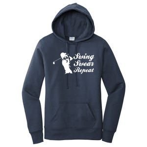 Funny Golf Swing Swear Repeat Male Golfer Version Women's Pullover Hoodie