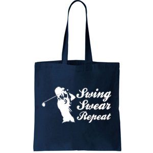 Funny Golf Swing Swear Repeat Male Golfer Version Tote Bag