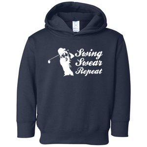 Funny Golf Swing Swear Repeat Male Golfer Version Toddler Hoodie