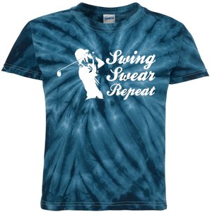 Funny Golf Swing Swear Repeat Male Golfer Version Kids Tie-Dye T-Shirt