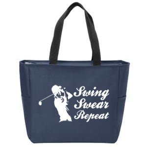 Funny Golf Swing Swear Repeat Male Golfer Version Zip Tote Bag