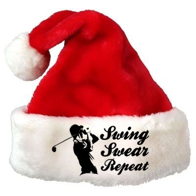 Funny Golf Swing Swear Repeat Male Golfer Version Premium Christmas Santa Hat