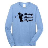 Funny Golf Swing Swear Repeat Male Golfer Version Long Sleeve Shirt