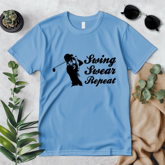 Funny Golf Swing Swear Repeat Male Golfer Version Premium T-Shirt
