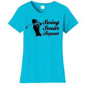 Funny Golf Swing Swear Repeat Male Golfer Version Women's T-Shirt