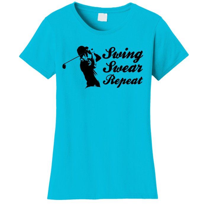 Funny Golf Swing Swear Repeat Male Golfer Version Women's T-Shirt