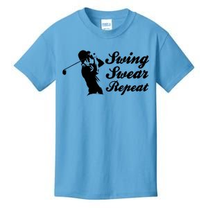 Funny Golf Swing Swear Repeat Male Golfer Version Kids T-Shirt