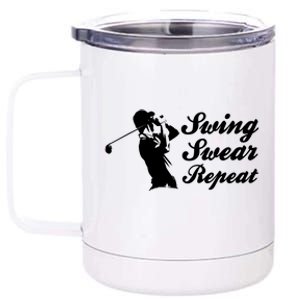 Funny Golf Swing Swear Repeat Male Golfer Version 12 oz Stainless Steel Tumbler Cup