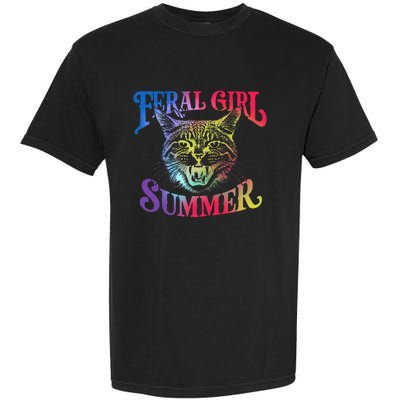 Feral Girl Summer Funny Cat Vintage Garment-Dyed Heavyweight T-Shirt