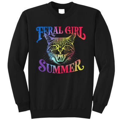 Feral Girl Summer Funny Cat Vintage Sweatshirt