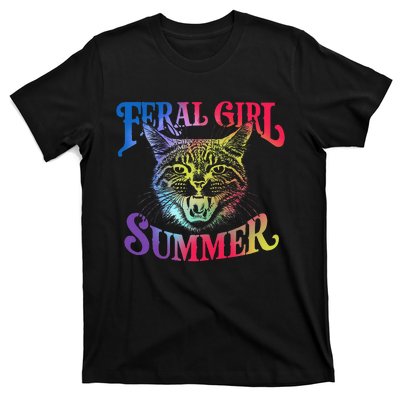 Feral Girl Summer Funny Cat Vintage T-Shirt