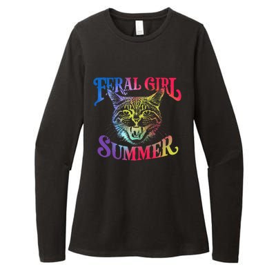 Feral Girl Summer Funny Cat Vintage Womens CVC Long Sleeve Shirt