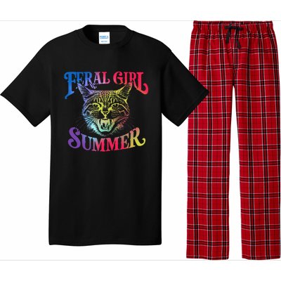 Feral Girl Summer Funny Cat Vintage Pajama Set