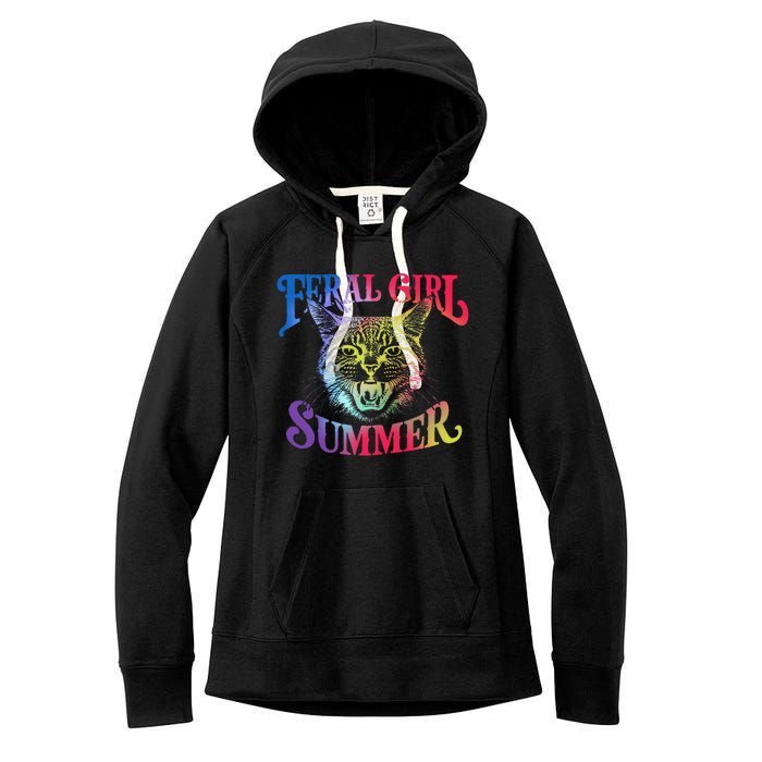 Feral Girl Summer Funny Cat Vintage Women's Fleece Hoodie