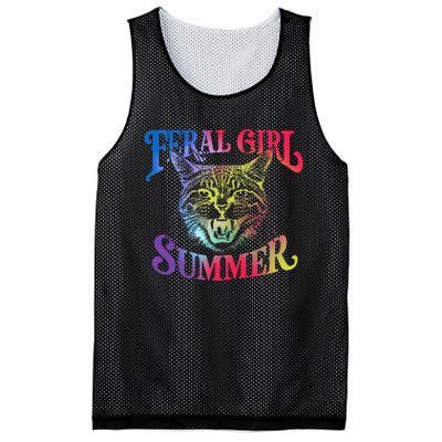 Feral Girl Summer Funny Cat Vintage Mesh Reversible Basketball Jersey Tank